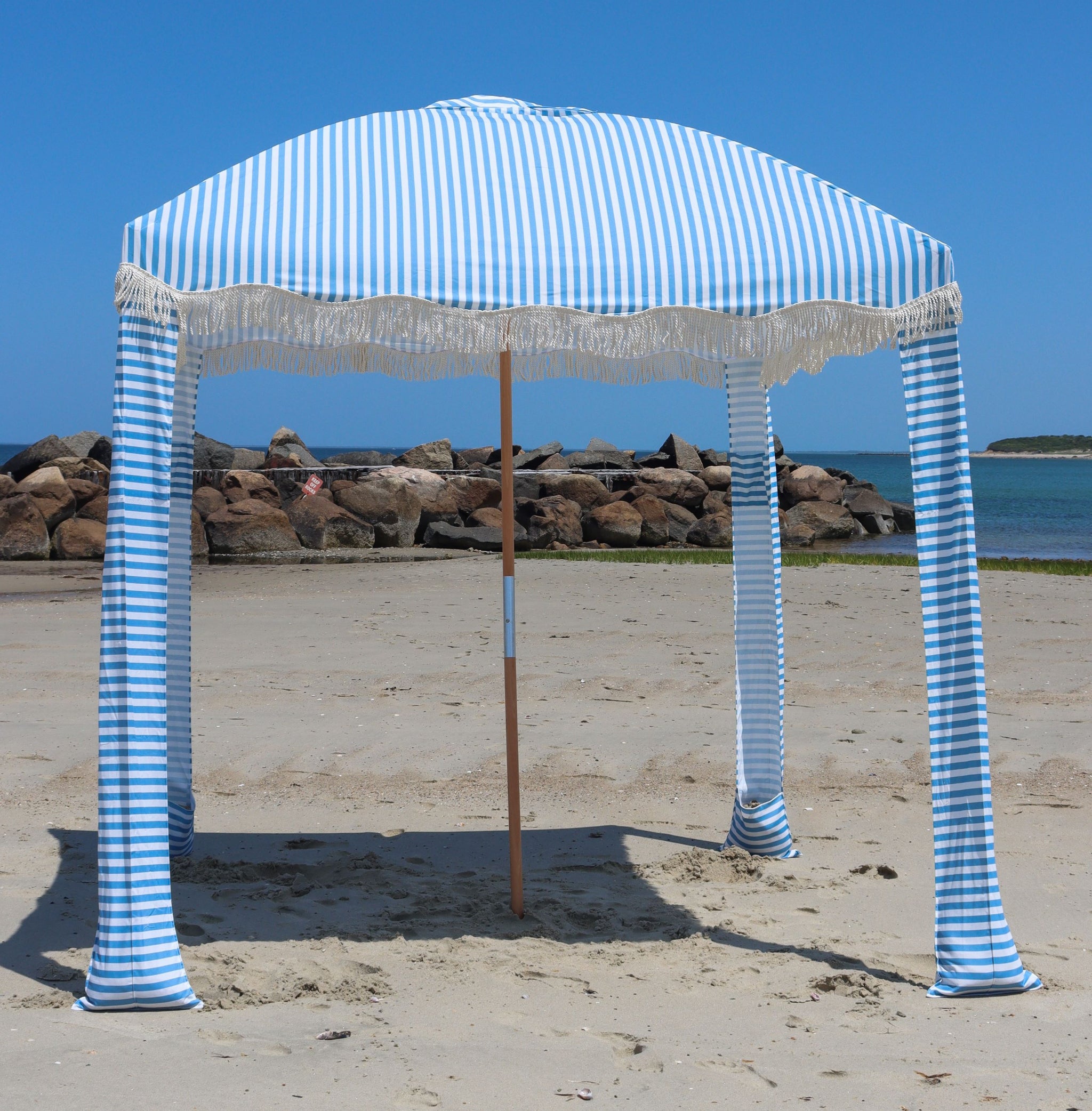 Premium Beach Cabana- Light Blue Pin Stripe