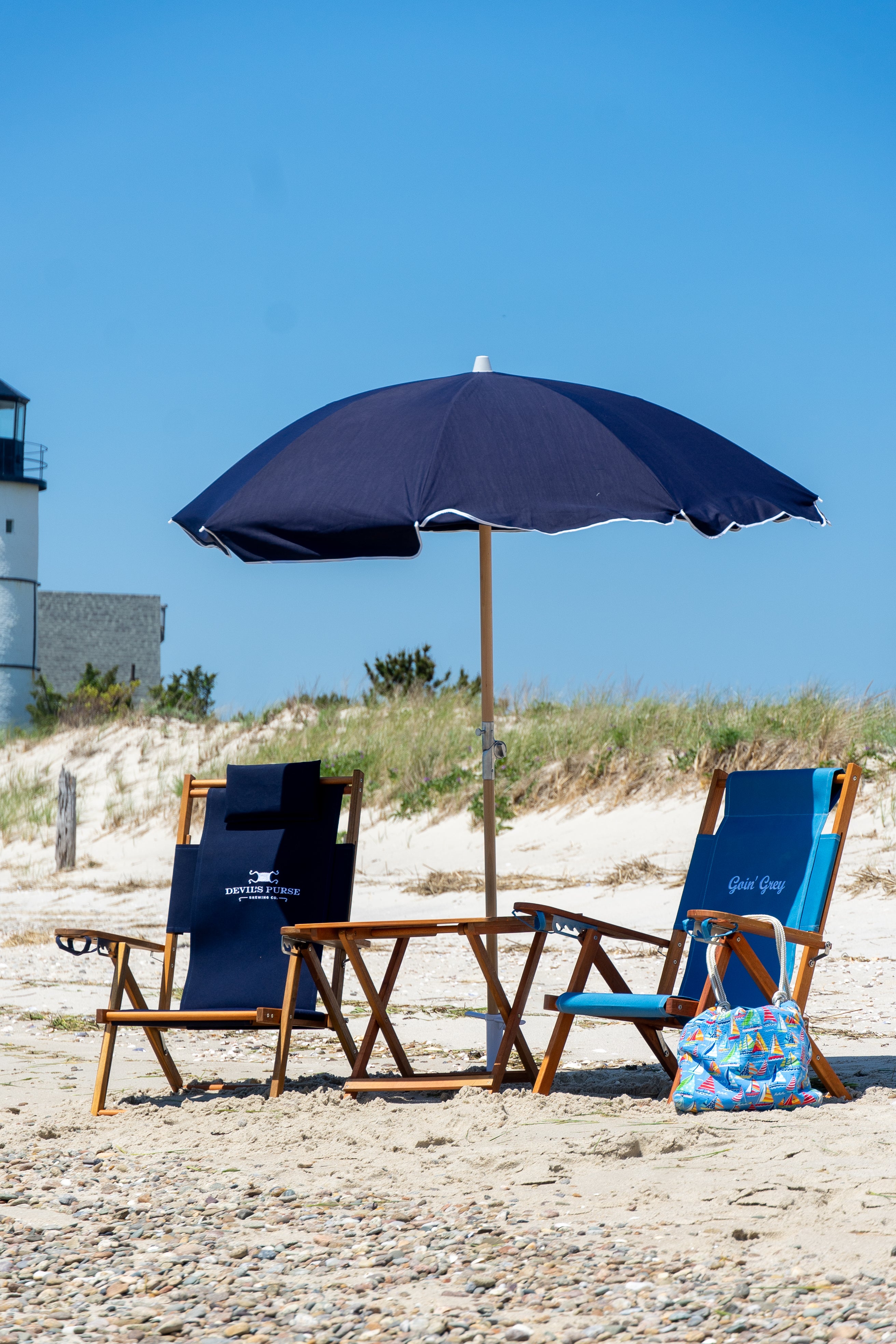 Premium Beach Umbrella- Navy (No Tassels)