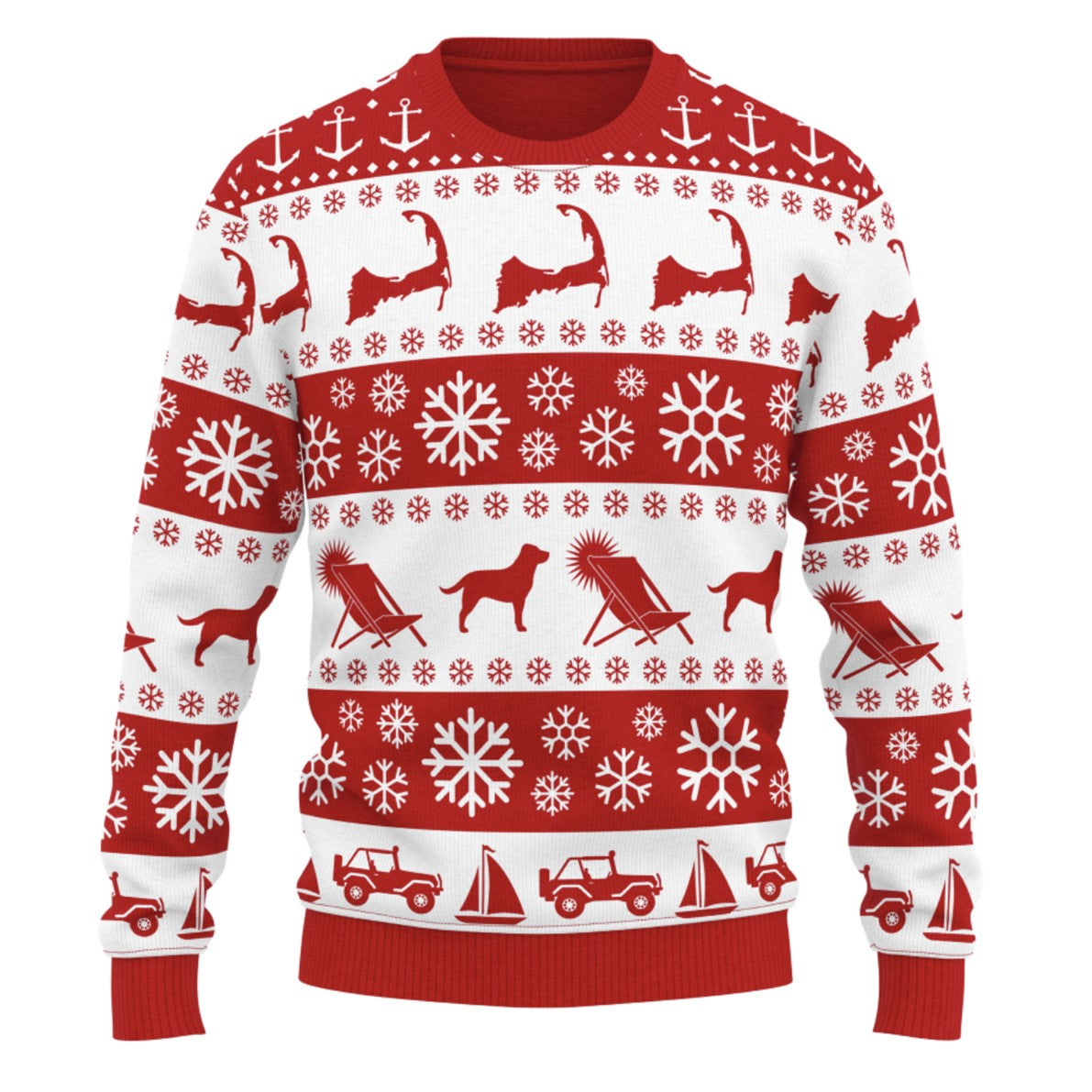 Show your Cape Cod Christmas spirit all season long with this exclusive Christmas sweater from Cape Cod Beach Chair. 