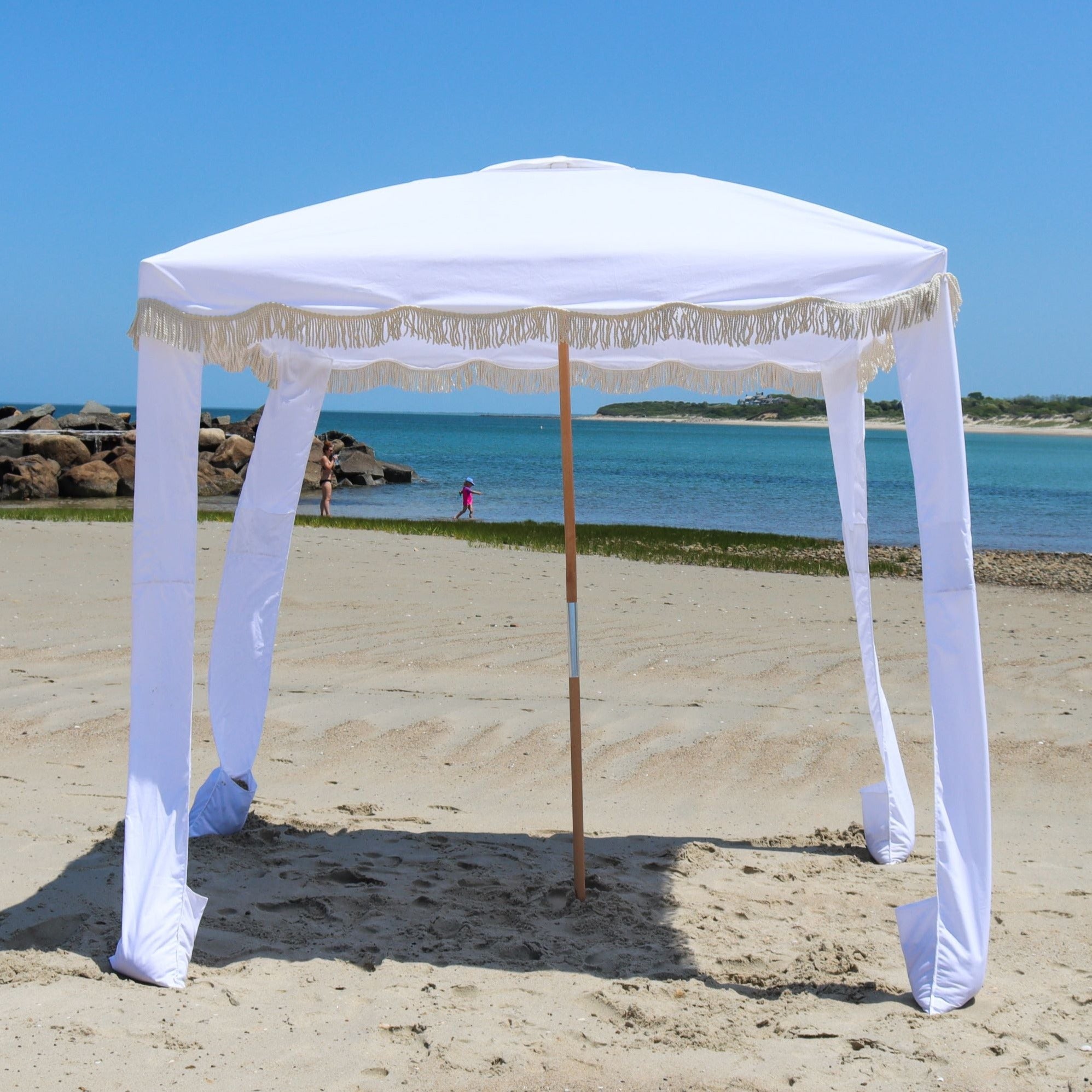 Premium Beach Cabana- Cloud White – Cape Cod Beach Chair Company