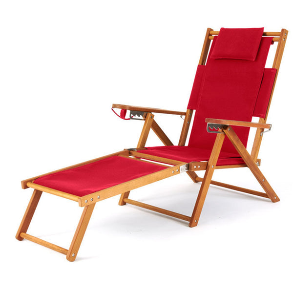 Frankford Umbrellas Oak Wood Beach Lounge Chair with Footrest