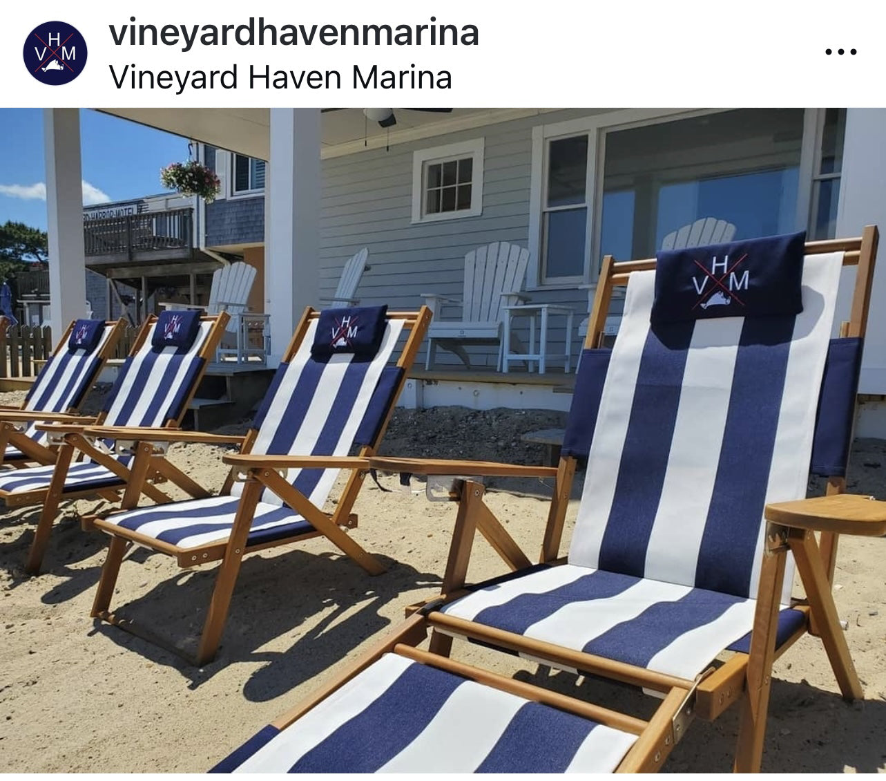 Vineyard Haven Marina embroidered chairs with footrests